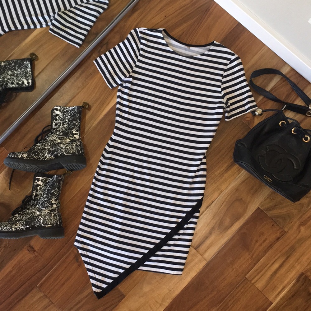 ASOS Black and white striped body con mini dress